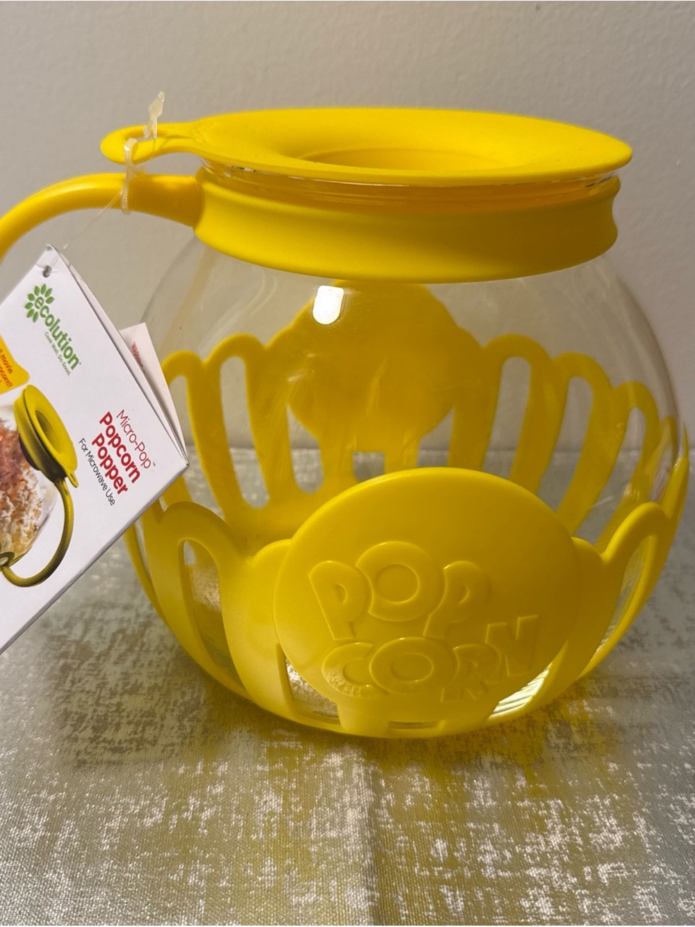 Yellow Microwave Popcorn Popper Bowl with Handle